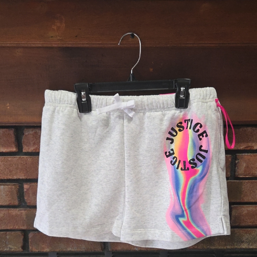 Justice Gray Shorts with Vibrant Rainbow Accent
